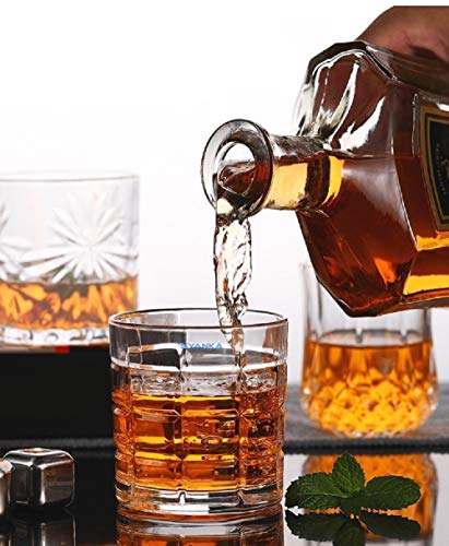 Image of SYANKA Italian Premium Square Design Big Glass Whiskey Glasses Set of 2, Clear, 310ml