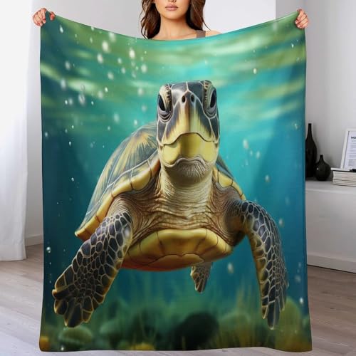 Plaid tortues de mer douillet pour vos soirées canapé et voyage en hiver