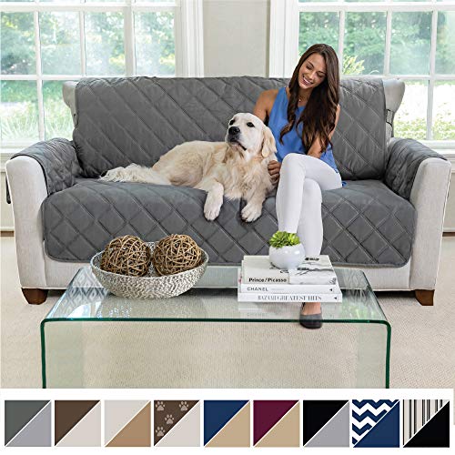 MIGHTY MONKEY Premium Reversible Small Sofa Protector for Seat Width up to 62