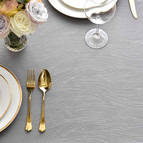 Maxmill MM-PHOENIX-LIGHT GREY-52X70 Jacquard Table Cloth Swirl Pattern Spillproof Wrinkle Resistant Heavy Weight Soft Tablecloth thumb #7