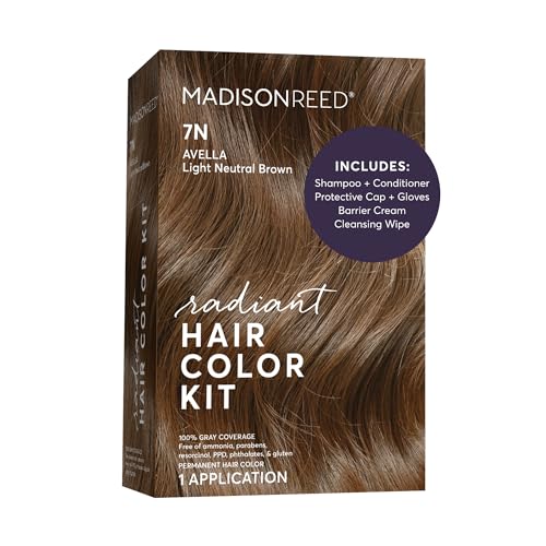 Image of Madison Reed Radiant Hair Color Kit - 7N Light Neutral Brown (Avella Light Brown), Salon-Quality Permanent Hair Dye, Superior Gray Coverage & Dimensional Color | PPD-Free & Ammonia-Free, 1 Pack