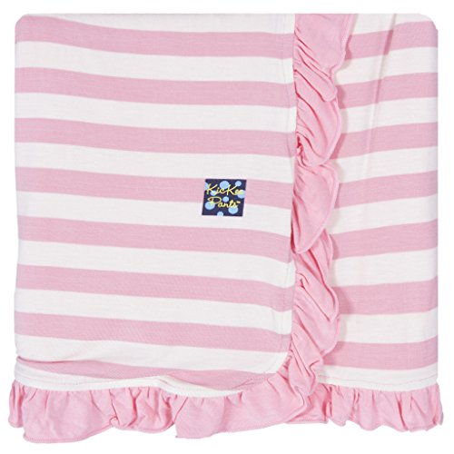 KicKee Pants Baby Essentials Print Ruffle Stroller Blanket, Lotus Stripe, One Size