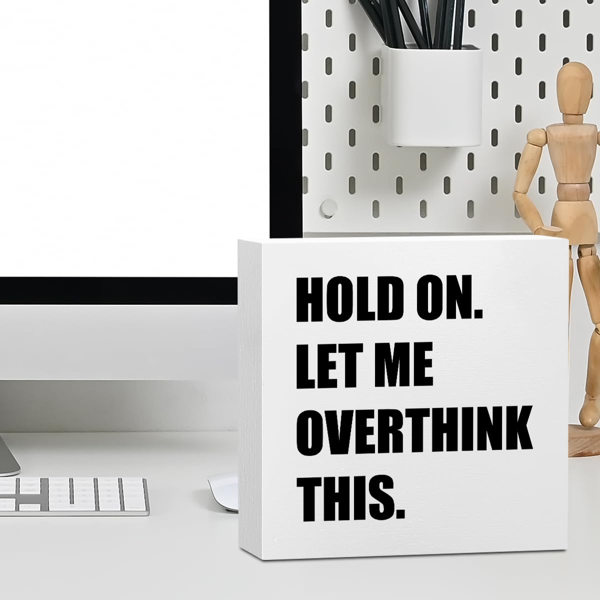 Inspirational Quotes Office Supplies Rustic Desk Decor Motivational White Wooden Box Sign Funny Sarcastic Farmhouse Wood Plaque Positive Cubicle Accessories Home Shelf Table Counter Bar Decorations