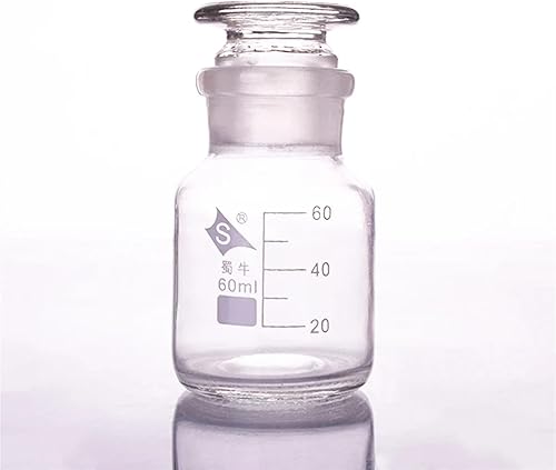 Lab bottle Reagent bottle,wide mouth,clear,Ordinary glass,Normal glass,Capacity 60ml,Graduation Sample Vials