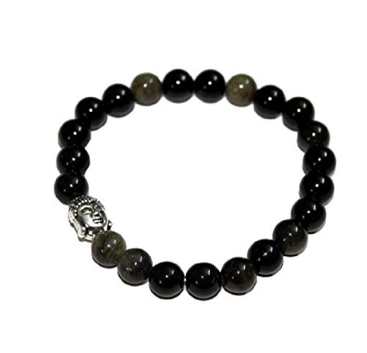 spiritualelementzSpiritual Elementz Reiki Charged Gift Natural Gemstone (7-8 mm) Black Obsidian Gemstone Chakra Stretch Bracelet (21-24 Beads) Unisex for Healing (Stone of Healing Dark Sides)