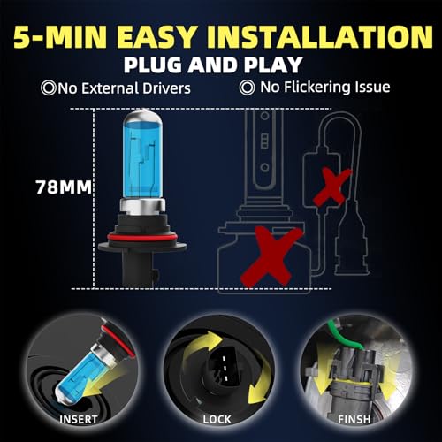 Image of HeadLight Bulbs Fit for 2000-2004 Ford Excursion,9007 High Low Beam Light Bulbs 9145 Fog Light License Plate Lights Combo,Halogen HeadLight,300% Brightness,Plug and Play,6000K White,6 Pcs