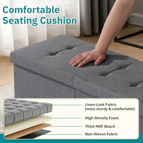 image for Snuvid 30-INCH Storage Ottoman Bench, Footrest with Storage, End of Be