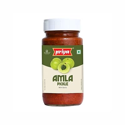 Priya Amla Pickle With Garlic,500G-Authentic Telugu Style Amla Achar|Traditional South Indian Taste|Homemade Andhra Pick