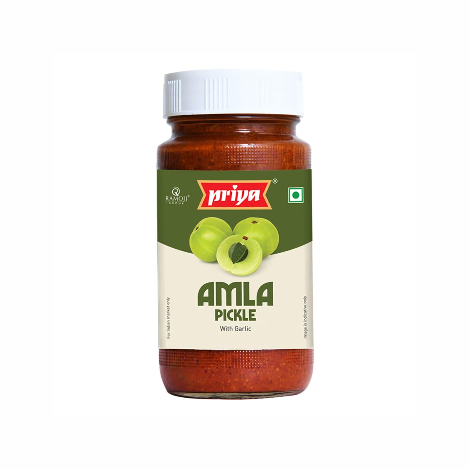 Priya Amla Pickle With Garlic,500G-Authentic Telugu Style Amla Achar|Traditional South Indian Taste|Homemade Andhra Pickles|Tangy Taste|With Amla Berries,Tamarind Paste&Mixed Spices|Glass Jar
