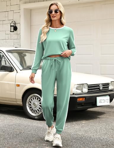 Image of Marvmys Women Long Sleeve Tracksuits Fashion 2 Piece Lounge Set Travel Outfits Jogger Set