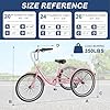Barbella Adult Tricycle 7 Speed 3 Wheel Bike Adult Trikes, Three-Wheeled Bicycles Cruise Trike with Basket for Seniors, Women, Men for Recreation Shopping (20", Light Pink) #5