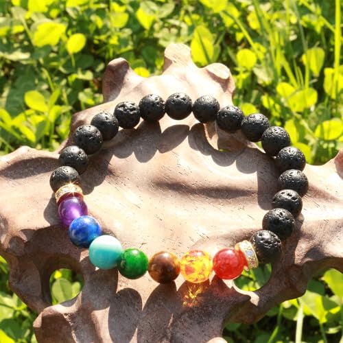 2pcs lava rock 7 chakra healing bracelet Handmade Jewelry Gifts for men women 8mm Crystal Bracelets Relief anxiety Yoga Beads Bracelets2