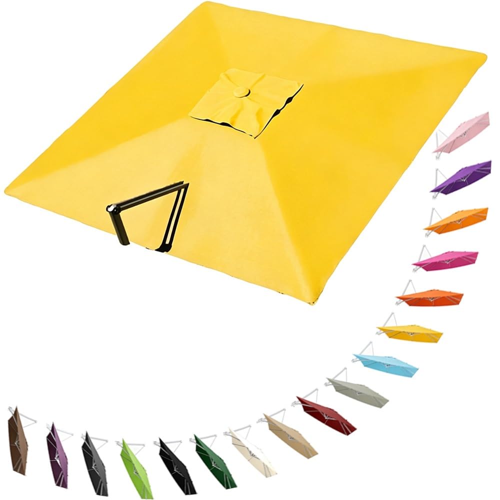 HAEKEBC Square Offset Umbrella Canopy Cantilever Patio Umbrella Replacement Canopy 8 Ribs Parasol Replacement Canvas For Yard Pool(Yellow,4x3m (13x9.8ft))