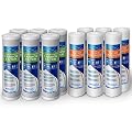 6 Pack Block Activated Carbon Coconut Shell Filters, Removes Sand, Dirt, Silt, Rust, Chlorine, Taste & 6 Pack Grooved 1 Micron Sediment Water Filter Cartridges 10"x2.5", Removes Sand, Dirt, Silt, Rust