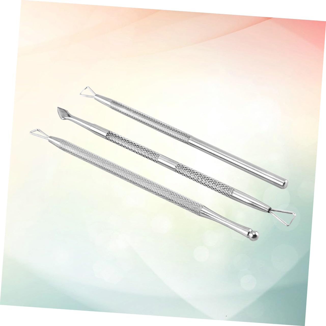 SOESFOUFU 3pcs Manicure Tools Cuticle Remover Dead Skin Fork and Nail File Made of Stainless Steel