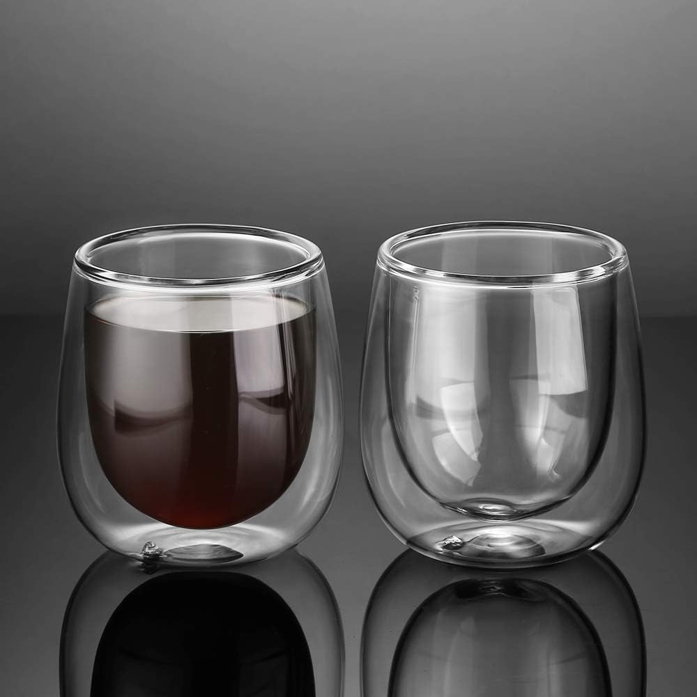 glastal Set di 6 tazze in vetro borosilicato a doppia parete, per tè e dessert, 100 ml
