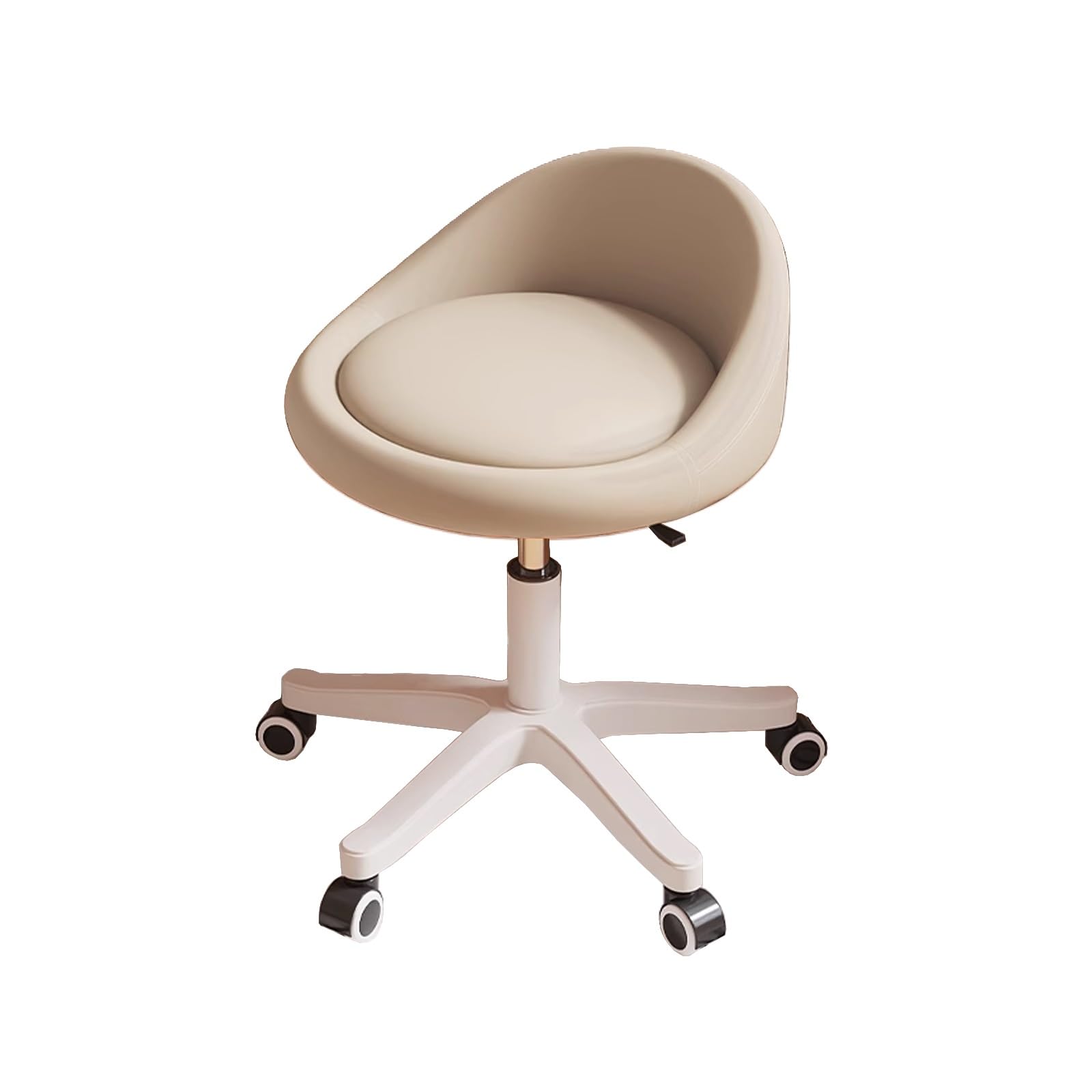 Taburete Giratorio con Ruedas Taburete Maquillaje Regulable en Altura 35-44cm, Taburetes Cocina Taburete Redondo, Taburete de Peluquería(Beige)