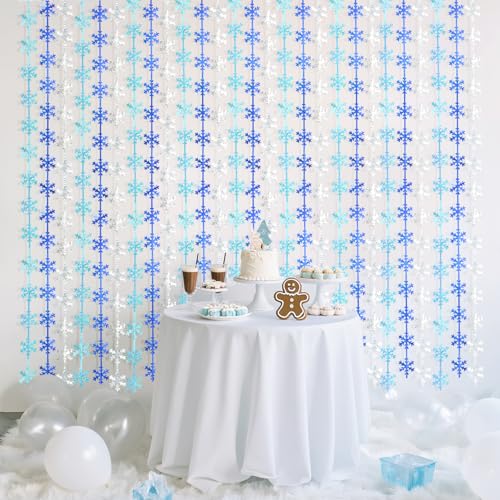 Miniatura 6 de G2plus Cortina De Oropel Con Copos De Nieve Y Purpurina: Cortina Metálica Con Purpurina, 2pcs Para Decoración De Fiestas, Cumpleaños Y Navidad Con Temática De Frozen, 1 X 2 M