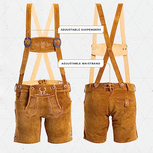 Image of BAVARIA TRACHTEN Authentic Lederhosen Women - Ladies Octoberfest Outfit - Damen Wurstfest Costume - Light Brown