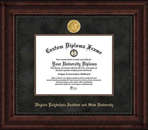 Campus Images Virginia Tech – 13.5 x 15.5 Executive Diploma Frame with Medallion & Black Suede Matting