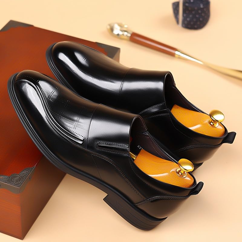 Men's Pointed Toe Wedding Shoes Business Dress Leather Shoes Men Tuxedo Comfortable Rubber Soft Sole Wingtip Slip On Shoes2