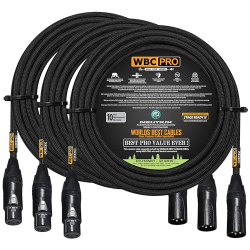 Câble Star-Quad XLR Neutrik WBC-PRO-Quad de 45,2 m ultra flexible avec gaine tweed noir