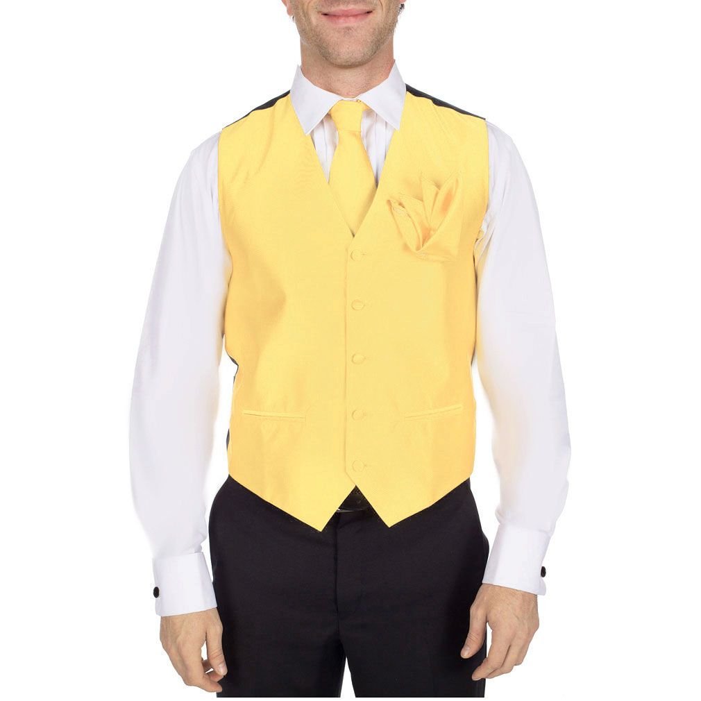 Mens Solid Tuxedo Vest, Tie, Bow Tie & Hanky 4 Piece Set-image-18