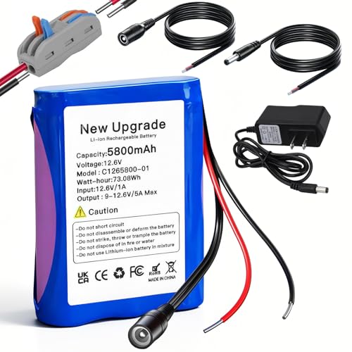 12.6V 5800mAh Lithium-ionen akku mit ladegerät & 2 Verbindungslinie für Solar Panel Radio Kameras Camcorder Elektronische Orgel DIY Leselampe Teleskopen Sonar Signalwerkzeug