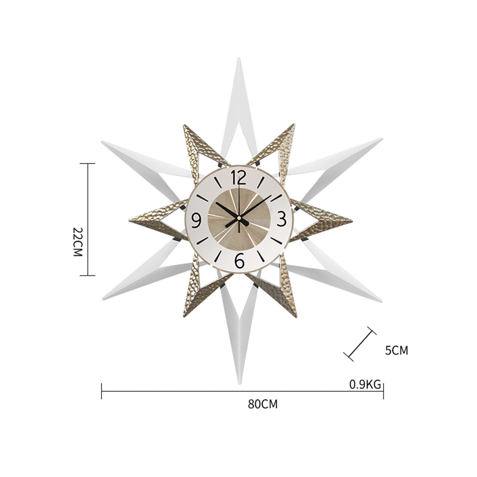 Zegary ścienne, Duży metalowy zegar ścienny Starburst z połowy wieku. Dekoracyjne(B,60cm/24 inch)
