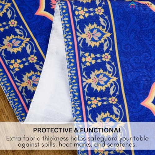 Image of HOMADORN Premium Digital Printed Table Runner - Double Layered Durable Fabric, Elegant Dining & Coffee Table Decoration, Fade-Resistant Prints, Easy Care (13X60 Inches (4 Seater), Heritage Blossom)