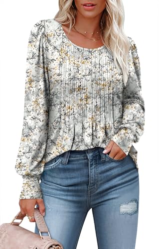 BETTE BOUTIK Long Sleeve Shirts for Women Fall Tops Dressy Blouses Crewneck Tunic Tops for Leggings S-3XL