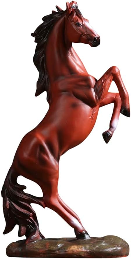 better us Horse Statue Figurines - Resin Standing Fighting Horse Sculpture Home Office Decoration Tabletop Decor Ornaments (Red)