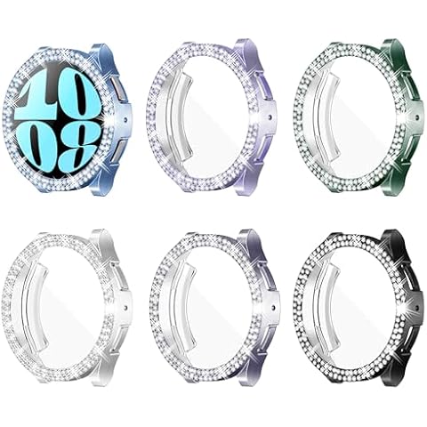 YUVIKE 6-Pack Watch Screen Protector Compatible with Samsung Galaxy Watch6 44mm,Bling Glitter Case TPU Soft Cover Full Protection with Sparkly Rhinestone for Galaxy Smart Watch 6 44mm (6pcs) Cover