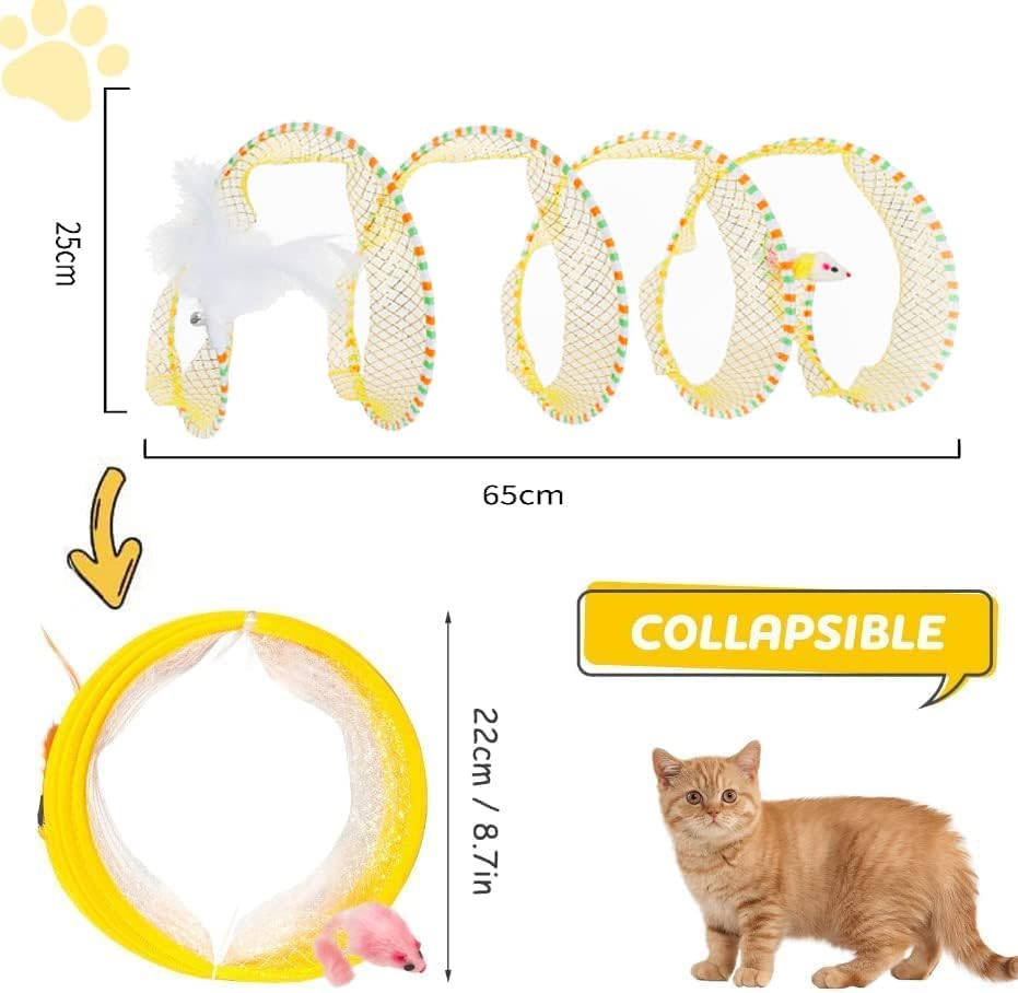 Miniatura 4 de Túnel de tubo plegado para gatos, resorte de túnel de tubo plegado para gatos, túnel plegable para gatos para interiores, cama de túnel para gatos,