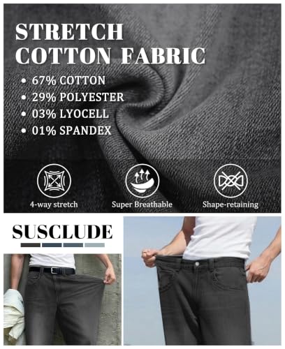 Image of Mens Bootcut Baggy Jeans Stretch Flared Wide Leg Old Money Jeans Lightweight Breathable Vintage Stylish Casual Denim Pants