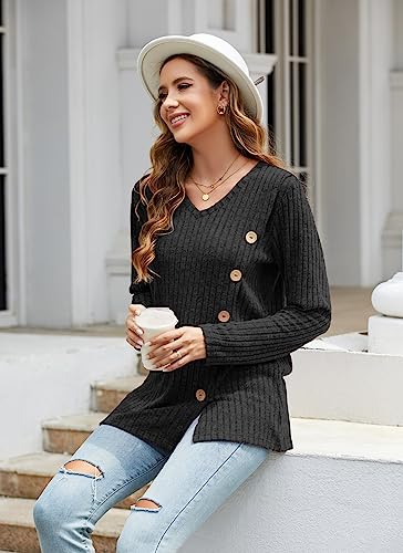 Image of Dimur Sweaters for Women Trendy 2025 Long Sleeve Shirts Ligheweight Sweatshirt Loose Fit Tunic Tops