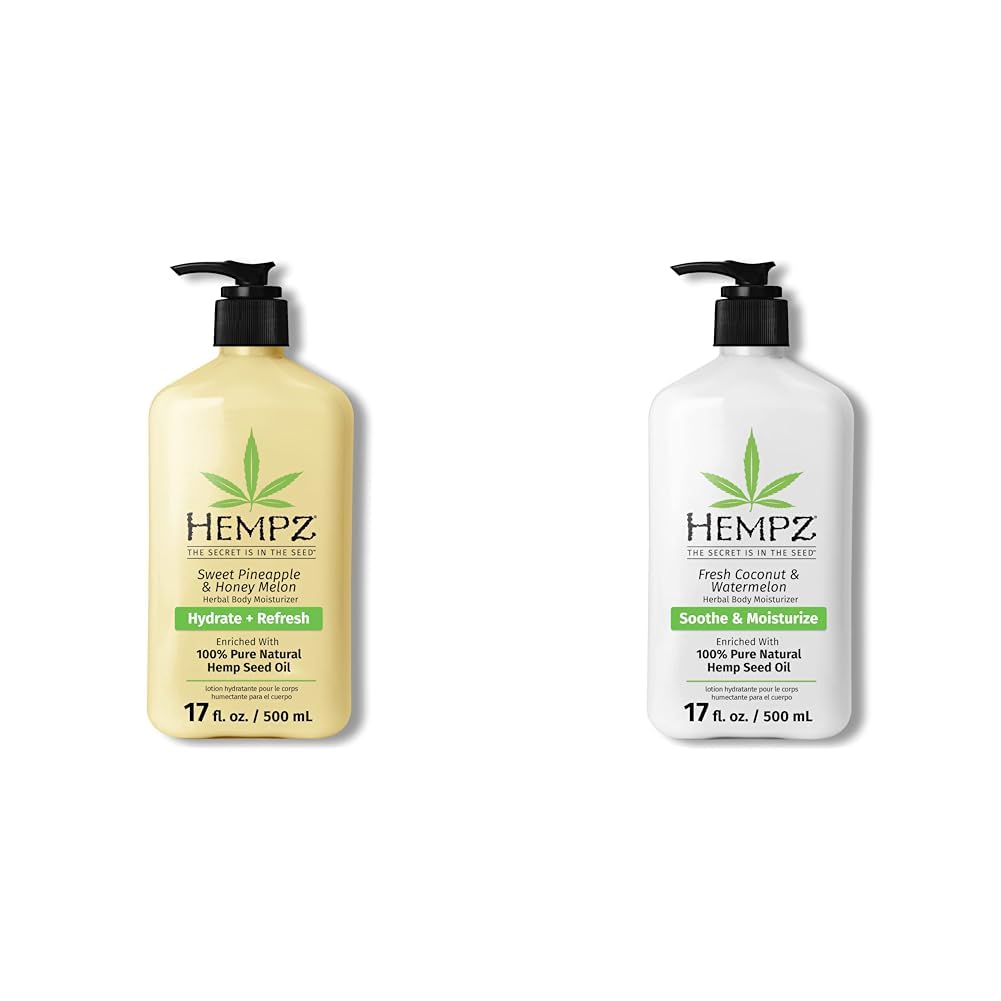 Hempz Body Lotion - Sweet Pineapple and Honey Melon - Daily Moisturizing Cream - 17oz & Body Lotion - Fresh Coconut & Watermelon Daily Moisturizing Cream