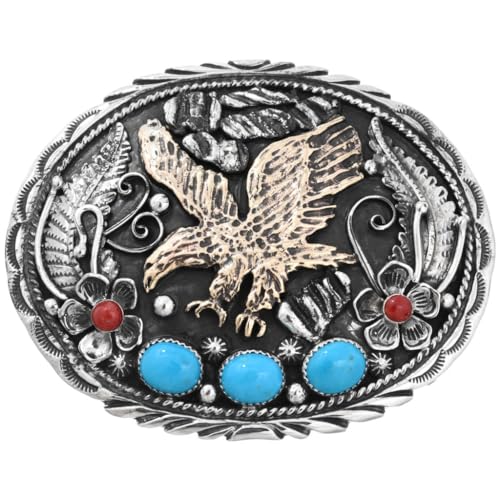 Alltribes Native American Golden Eagle Silver Belt Buckle Sterling Turquoise