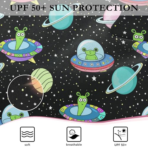 Cute Alien UFO Girls Long Sleeve Rashguard Swimsuit UV Protection One-Piece Swimwear Bathing Suit B0403996 7