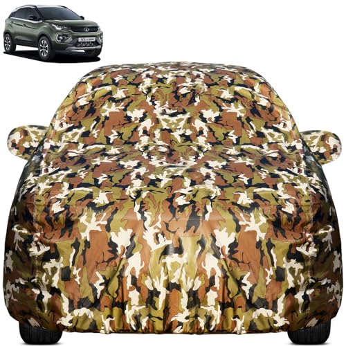 Image of Pivalo Car Body Cover for Tata Nexon All Model & Years (2017-2025) 100% Waterproof with Mirror Pockets, Triple Stitched Dustproof Heat Resistant UV Protection (Military /Jungle /Camouflage)