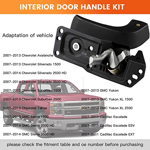E-Vniko Interior Door Handle Kit Front Left Driver Side Compatible For 2007-14 Chevy Silverado Avalanche Suburban Tahoe Gmc Sierra Cadillac Escalade Esv Ext Replace Latch Handle 20833606 #TOP1