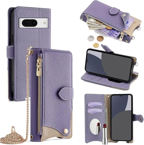 For Google Pixel 7 �P�[�X �蒠�^ �V�����_�[ For �O�[�O�� �s�N�Z�� 7 �J�o�[ ���z�^ ���|�� ��+�c 2�|���� �΂߂��� ���ϋ��t�� ������� �W�b�p�[���K���� �J�[�h���[ ���u�� �����O�X�g���b�v �ω��� PU���U�[ �h�w�� 