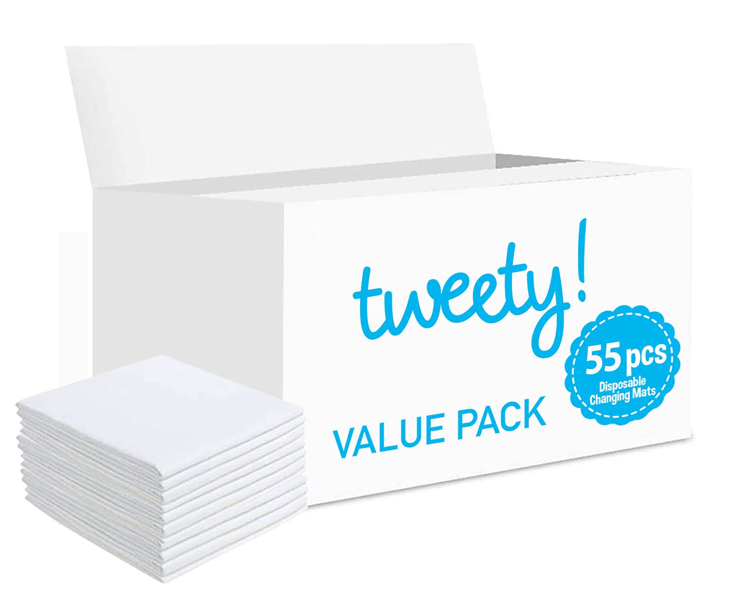 TweetyDisposable Changing Mats, 55 Counts, Baby Diaper Mat, Changing Pad, Nappy Pad, Pet Training Pad
