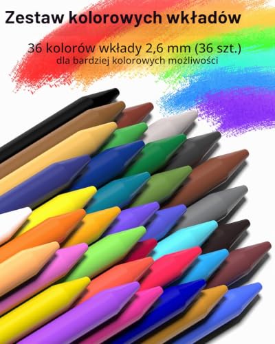 Four Candies Mechaniczne wkłady do kredek, 36 wkładów do kredek, Różne wkłady do kredek, 72 sztuk