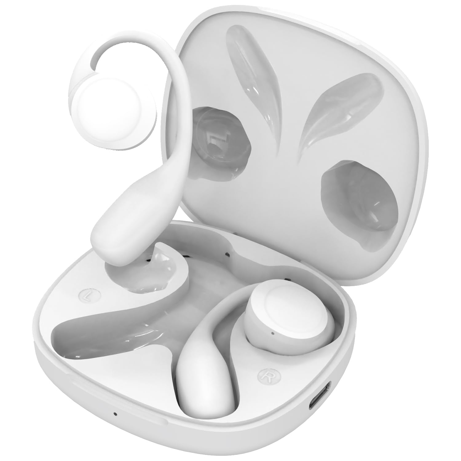 SPC Ether 2 Sense – Écouteurs sans Fil Bluetooth Open-Ear avec Annulation de Bruit Lors des appels, Batterie Longue durée (30h), Microphone, Double connectivité, IPX4 - Blanc