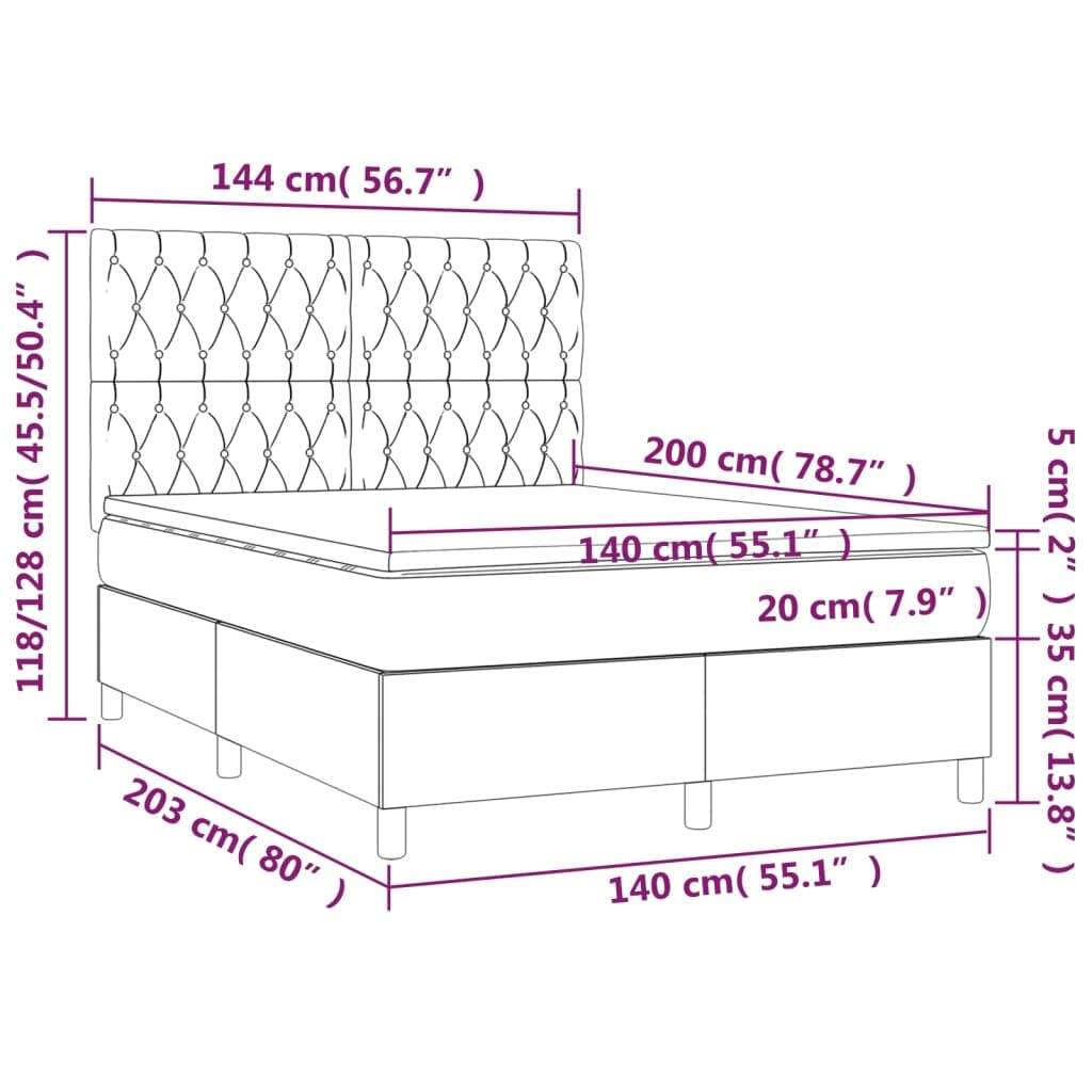 tkanina z regulowanym zagłówkiem i diodami LED niebieski 140x200 cm | Łóżko kontynentalne z materacem 140x200 niebieskie tapicerowane z zagłówkiem LED do sypialni