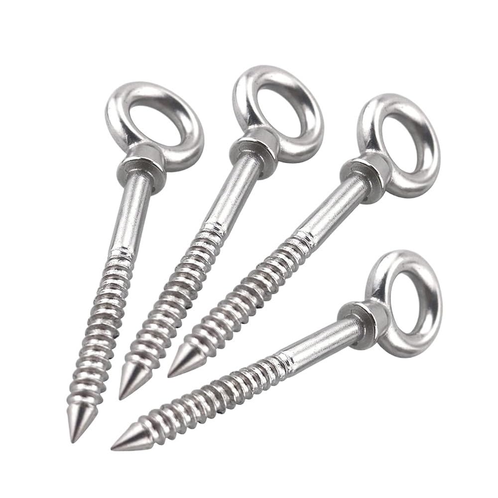 Tornillo Con Argolla 6 tornillos con forma de ojo M6/M8, ganchos de metal, anillo de terminal de madera de acero inoxidable 316, ganchos de ojal, accesorios de cable de alambre autorroscantes Tornillo