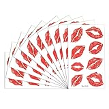 AOZUO 10 Sheets/80pcs Lip Tattoo Stickers, Red Fake Lips Kiss Temporary Tattoo, Waterproof Sexy Tattoo Lip Stickers Body Bright Color Kiss Sticker for Women Girls Valentines Decorations