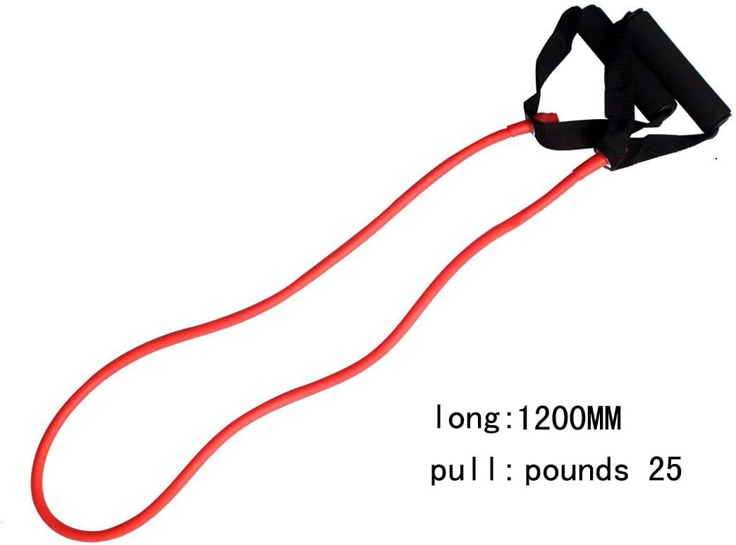 Toweter Pilates Fitness-Tube Elastica di Resistenza per Fitness con Maniglie (Rosso)