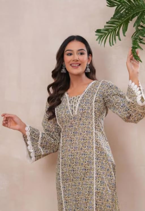 Image of Floral Printed Kurta, Full Sleeve